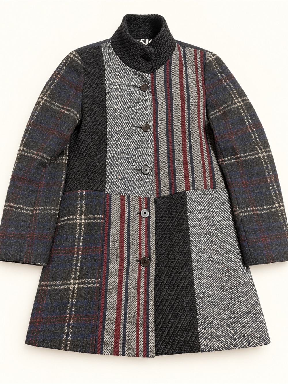 Desigual Janna Patchwork Wool m-Blend Coat - 40 - Picture 2 of 11